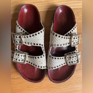 Isabel Marant Snakeskin Lennyo Birk Sandals Sz 8